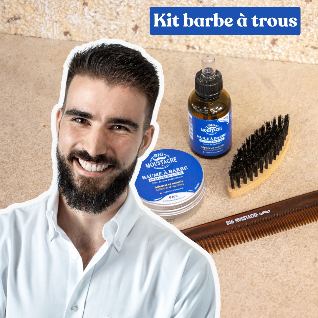 Derrière une belle barbe bien touffue, il y a toujours un kit barbe à trous de Big Moustache ! 🧔🧔‍♂
#Bigmoustache #Kitbarbeàtrous #Barbetoffue #Barbeàtrous #soinbarbe #Barbe #Moustache #Baumeàbarbe #huileàbarbe ##brosseabarbe #peigne