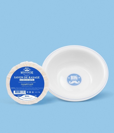 [4BM00139] Big Moustache® bol de rasage émaillé et son savon 
